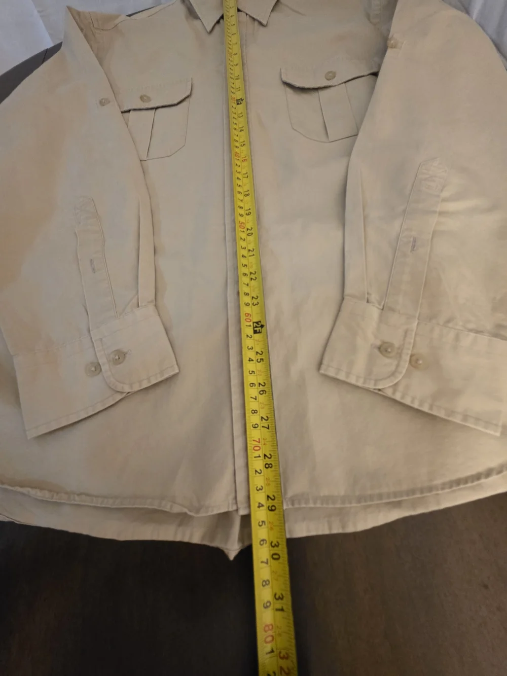 J. Crew Men's Beige Long-Sleeve Button-Down Light Weight Denim Shirt Sz L